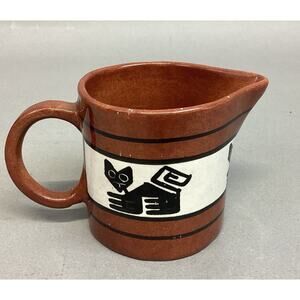 Vintage Rare Los Reyes Lima Peru Black Cat Signed Hand Painted Peruvian Creamer